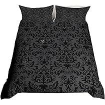 Homewish Volwassenen grijs zwart damast beddengoed set antiek Victoriaans barok dekbedovertrek kingsize gothic vintage bloemen dekbedovertrek set Boheemse exotische dekbedovertrek slaapkamer decor 2