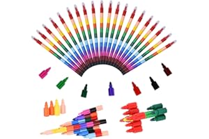 FORMIZON 20 Pezzi Pastelli a Cera per Bambini, 12 Colori di Pastelli a Cera Colorati Impilabili, Cancelleria Scuola Creativo Bambini Impilabile Pastelli per Regalo di Compleanno, Cancelleria Disegno