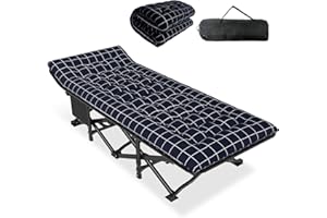ATORPOK SHOP Lit de Camping Pliable Robuste pour Adultes，lit de Couchage Confortable avec capacité de 200 kg pour Voyage/Bureau/extérieur (Bleu)