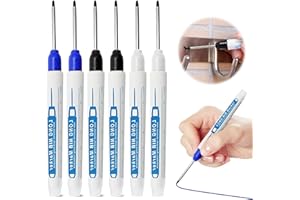 WUIOWPPIC 6 Pcs Deep Hole Marker Pens Carpenters Marker Drilling Markers Borehole Marker Drill Hole Marker Carpenters Pen Carpenter's Permanent Marker for Marking Hard to Reach Places (Black & White & blue)