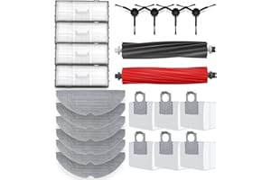Geoviizon Akcesoria Kompatybilny z Roborock S8 Pro UItra, Części Zamienne, Robot Odkurzający Zestaw Akcesoriów z 1 Głównymi Szczotkami, 4 Szczotkami Bocznymi, 6 Workami do Kurzu, 4 Filtry, 6 Mopa