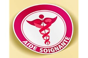 SC ® - Sticker/Autocollant - Vignette Caducée Rond Aide Soignante - Type de Pose Vitrophanie* (S'applique sur Le Pare-Brise à l'intérieur du véhicule)