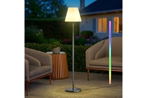 ‎MALUX MALUX LED Stehlampe Outdoor Stehlampe Warmweiß und IP44 Wasserdicht Idealess Dekor für Ihr Haus,Hotel Esstisch und Garten (Grau)