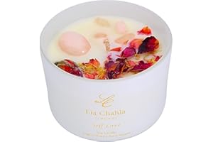 LIA CHAHLA LONDON Luxury ‘Self Love’ Rose Quartz Crystal Candle 6 oz – Scented English Rose Candle – Infused with Essential Oils – Gifts for Women (Self Love/Rose - Rose Quartz, 6 Oz)
