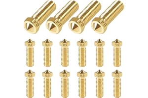 AITRIP 16 PCS V6 Volcano Düsen MK8 Extruder Messing Düsen M6 Nozzle Nozzle M6 Messingdüsen Set 0.2mm,0.3mm,0.4mm,0.5mm,0.6mm,0.8mm,1.0mm, Nozzle für 1.75 Filament 3D Drucker