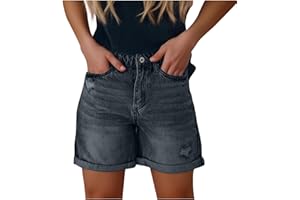 DxanDn Short en Jean Femme Léger Et à La Mode Pas Cher Soldes Shorts et Bermudas avec Poches Boutonnées Déchirées Pantalon Jeans Court Sexy Short Élégant et Chic Shorts Décontracté Confortable