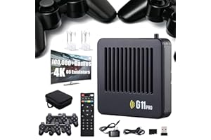YAGEROD 2026 Upgrade Retrowave G11 Pro 100000 Spiele, Retrowave G11, Retro Game Console 4K, Portable Plug & Play Video Games mit 2/4 Kabellosen Dual-Controllern(256G-100000,4 kabelloses Gamepad)