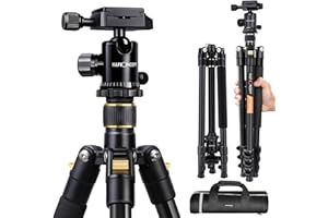 K&F Concept® TM2324 Kamerastativ Reisestativ Fotostativ Kamera Stativ für Canon Nikon Sony Spiegelreflexkamera aus Aluminium inkl. Kugelkopf Schnellwechselplatte und Stativtasche 156cm
