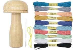 QOTSTEOS Ensemble de 13 champignons à repriser - Outil de couture en bois mignon - Réparation avec aiguilles à coudre - Réparation des vêtements d'écharpe avec fil - Corde élastique (taille : 1 lot)