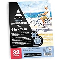 Bloc pour aquarelle ARTEZA Expert, papier pressé à froid sans acide, 5.5 x 8.5 pouces, reliure spirale, 140lb/300gsm, 30 feuilles, paquet de 3