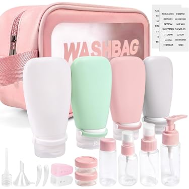 RONRONS Silikon-Reiseflaschen Set – 2x 60ml, Auslaufsicher, TSA-geprüft Für Shampoo & Co.