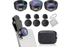 MENUY 3 in 1 Handy Kamera Objektiv, Makro Objektiv Handy, HD 210° Fischaugenobjektiv, 120° Weitwinkel, 25X Makroobjektiv, für die meisten Smartphones