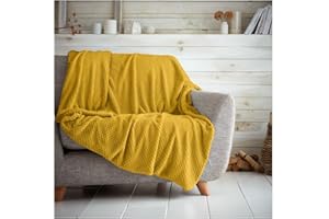 GC GAVENO CAVAILIA Luxus Popcorn Honigkamm Sofa Bettdecke, pflegeleicht, super weich und warm, flauschig, Waffelmuster, Ocker, 150 x 200 cm