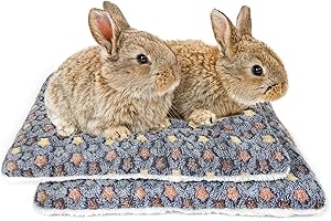 Amakunft 2 Pcs Guinea Pig Bed Mat Washable, Rabbit Winter Bed Pad for Indoor, Warm Small Animal Bed Mattres, Fleece Sleeping Pad for Bunny, Rat, Hedgehog, Chinchilla (Stars, Large)