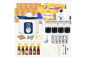KQU Kit de Fabrication de Bougies Pour Adultes avec Fondoir à Cire Numérique, Kit Complet Pour Créer vos Propres Bougies Parfumées (pots en verre inclus), Idéal Pour les Loisirs Créatifs.