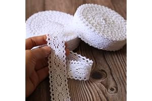 ToBeIT - Nastro di pizzo di cotone in stile vintage, decorativo, per il cucito artigianale, decorazione per matrimonio, scrapbooking, adatto come regalo (Bianco/20m)