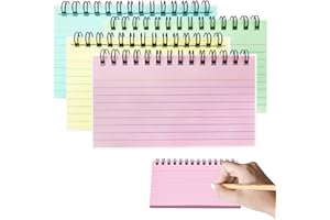 RIVIEVAL 4 Pack Index Cards, 200 Sheets Flash Cards Lined Revision Cards Easy Flip Record Cards Cue Cards for Office Meeting, School Learning, Memory, Sticky Note (Blue, Pink, Green and Yellow)