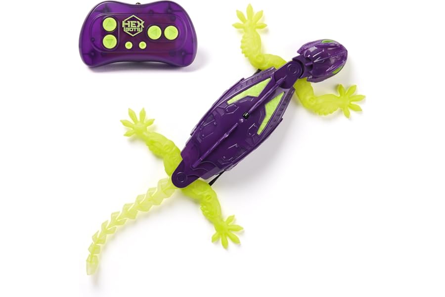 HEX BOTS Official Glow-in-the-Dark Gecko, Rechargeable Remote Control Robot Kids Toys, Climbs up Walls for Prank Toys & Games, RC Robot for Boys & Girls Ages 4 & Up