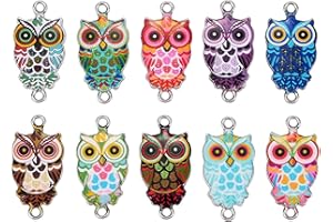 BEEFLYING 10 Pz Gufo Lega Smalto Charms Connettori Night Owl Charms Collegamenti Connettori Gufo Pendenti per Bracciale Collana Orecchino Creazione di Gioielli Forniture Fai da Te