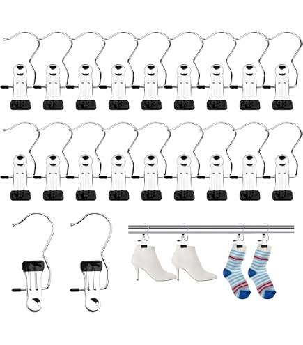 40 Stück Edelstahl Wäschehaken – Rutschfeste Klammern, 360° Drehbar, Für Stiefel, Hosen, Handtücher