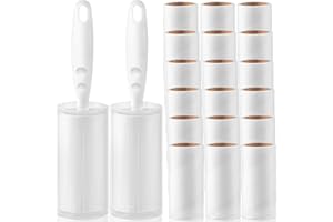 Zouway Fusselrolle 20 Rollen, Lint Roller mit 2 Abroller 2 Staubschutzhülle, Extra Klebrige Fusselroller aus Kleidung, Sofas, Katzenhaaren, Hundehaaren - 60 Blatt/Rollen, Tierhaarrolle, 20 stück