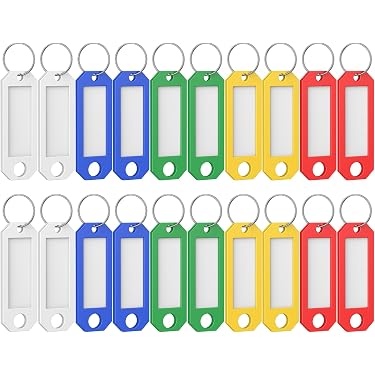 S&B Lot De 100 Porte-Clés Avec Étiquette Jaune - Organisation Clés Et Bureau