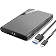 ORICO 2.5 Type C Enclosure External SATA to USB3.1 Gen1 Hard Drive Case Portable USB C Disk Adapter for 7/9.5mm HDD/SSD Tool Free Max 4TB Support UASP Compatible with PS4, Xbox, PC, TV (2521C3)