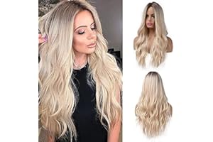 Esmee 26 Pollici Parrucche Bionde Lunghe per Le Donne Capelli Naturali Sintetici Parrucca Bionda Ombre con Radici Scure Parrucca Sintetica Parrucche Loose Wavy Resistente al Calore