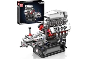 Mould King 10225 Technik V8 Motor und Getriebe Klemmbausteine Kit de construction, STEM 855+ Stücke Motormodellblöcke mit Motor, MOC Auto Moteur Modèle Toys für Kinder 14+/Adultes Collection Liebhaber