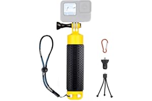 YALLSAME Floating Hand Grip Handler for GoPro Hero 12 11 10 9 7 8 6 5 4 3 DJI OSMO SJCAM ACASO Action Camera with Detachable Handle Tripod Stand Ideal for Underwater Diving Snorkeling Swimming