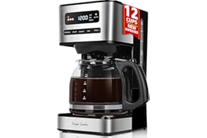 Taylor Swoden Cafetera Goteo 12 Tazas(1.8L) - Programable 24H con LED, Modo Café Helado + 3 Niveles, Jarra Borosilicato, 40 Min Mantener caliente+Autoapagado, Autolimpieza, Antigoteo, Inoxidable, 900W