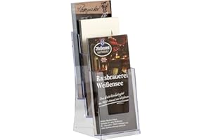 kaufdeinschild 3-Fach Ständer 1/3A4 (99 x 297 mm) Ständer Wandhalter Prospekthalter Prospektständer Acryl Hochformat