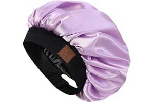 Hat Hut Satin Bonnet Silk Bonnet Sleep Cap for Women Hair Bonnet for Curly Hair Sleeping Adjustable Wide Band Double Layer