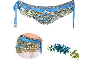 Aatpuss Ceinture Foulard de Danse Orientale, Ceinture de Danse Orientale, Ceinture de Danse Orientale, pour in Représentations sur Scène, Représentations d'anniversaire(Lac Bleu)