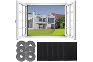 Moustiqueres Fenêtre Découpable, 130 x 150cm Toile Moustiquaire pour fenêtre, Moustiquaire sans percage