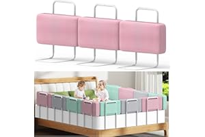 Kidsgigglz Sponda Letto Bambini, Protezione Letto per Bambini Regolabili in Altezza Sponde Letto Morbida per Bambini Proteggi Letto Anticaduta Paracolpi Lettino per Bambini-1Pcs 50 cm, Rosa Ciliegia