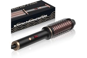 ‎UMIGA Thermal Brush, Lockenbürste 3 in 1 Thermobürste 38mm, Lockenbürste LCD Anzeige 120-210℃, Erhöhen Sie das Haarvolumen, Lose Locken, Glattes Haar, Leichte Kompakte Größe, Dual Spannung Passend für Reise
