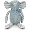 FLUFFYFUN Organic Baby Soft Toys Blue Elephant Teddy for Newborn 7.1"