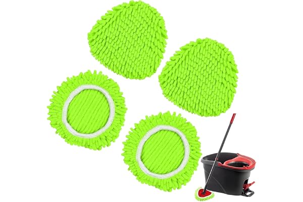 Roterande mopphuvudset i mikrofiber för V Turbo - 360° roterande mopphuvud - för alla golv - Kan tvättas i maskin - våt och torr användning (4) (grön 4)