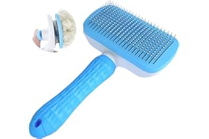 NATRUTH Self Cleaning Slicker Brush for Dogs and Cats,Pet Grooming Tool,Removes Undercoat,Shedding Mats and Tangled Hair,Dander,Dirt, Massages Particle,Improves Circulation (blue)