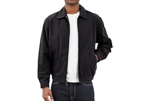 LONDON FOG Męska kasztanowa kurtka golfowa z zamkiem błyskawicznym (regularne i duże rozmiary), bawełna, lekka, Czarny, L