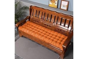 PING BU Bench Cushion Pad 2 3 Seater Indoor Outdoor,Garden Bench Seat Cushions 100/120cm,Rectangle Bench Mat Cushion for Dining Swing Patio (120 * 40cm,Orange)
