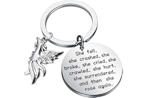 BAUNA Phoenix Encouragement Keychain Phoenix Jewelry for Friends She Fell She Broke and Then She Rose Again Phoenix Charms