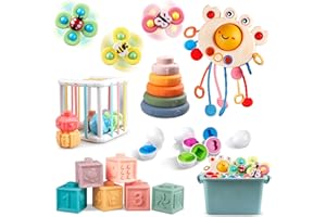 Plunack Giochi Montessori per Neonati, 6 in 1Giocattolo Sensoriale Giocattolo impilabile, Giochi Educativi, Giochi per Bambini dai Ragazze e Ragazzi