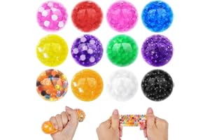 Ainiv 12 Stück Anti Stress Spielzeug Set Mesh Stressbälle Squishy Balls mit Wasser Perle Stressball zum Kneten Knetball für Hände Therapie, Squeeze Ball zum entspannen für Angst abbauen und Beruhigung