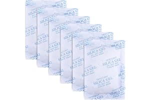 KTXABY 6Pcs 50 Gram Silica Gel Desiccant Packets,Transparent Moisture Desiccant Packs for Storage,Moisture Absorbers for Keeping Drying Clothes,Shoes,Leather Item Storage and More
