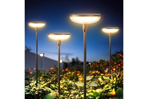GEARLITE Lot de 6 lampes solaires pour extérieur et jardin - Blanc chaud - Avec batterie de 1000 mAh - 40 lumens - Très lumineuses - Décoration de jardin avec étanchéité IP65 - Pour l'extérieur,