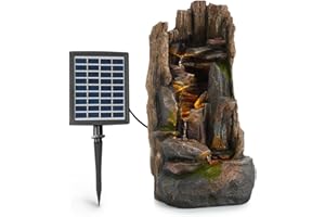 ‎BLUMFELDT Blumfeldt Mystic Tree Solarbrunnen, inkl. Solarpanel, Lithium-Ionen-Akku (ca. 5h Laufzeit), LED-Beleuchtung, Polyresin| frostbeständig, für drinnen und draußen, Holzoptik