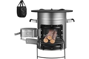 Do-Electr Estufa de cohete de preparación para emergencias estufa de madera al aire libre 13.3lbs Estufa de leña portátil con sistema de soporte de combustible de la bolsa de almacenamiento de lienzo