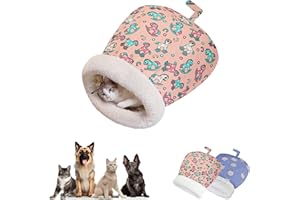 GENERIC Cat Sleeping Bag for Indoor Cats, 2025 Fluffy Cat Winter Nest Cave Bed, 360° Warm Semienclosed Soft Plush Sleep Bags for Dog Puppy Kitten 5.5-16.5 Pounds (Pink Deer)